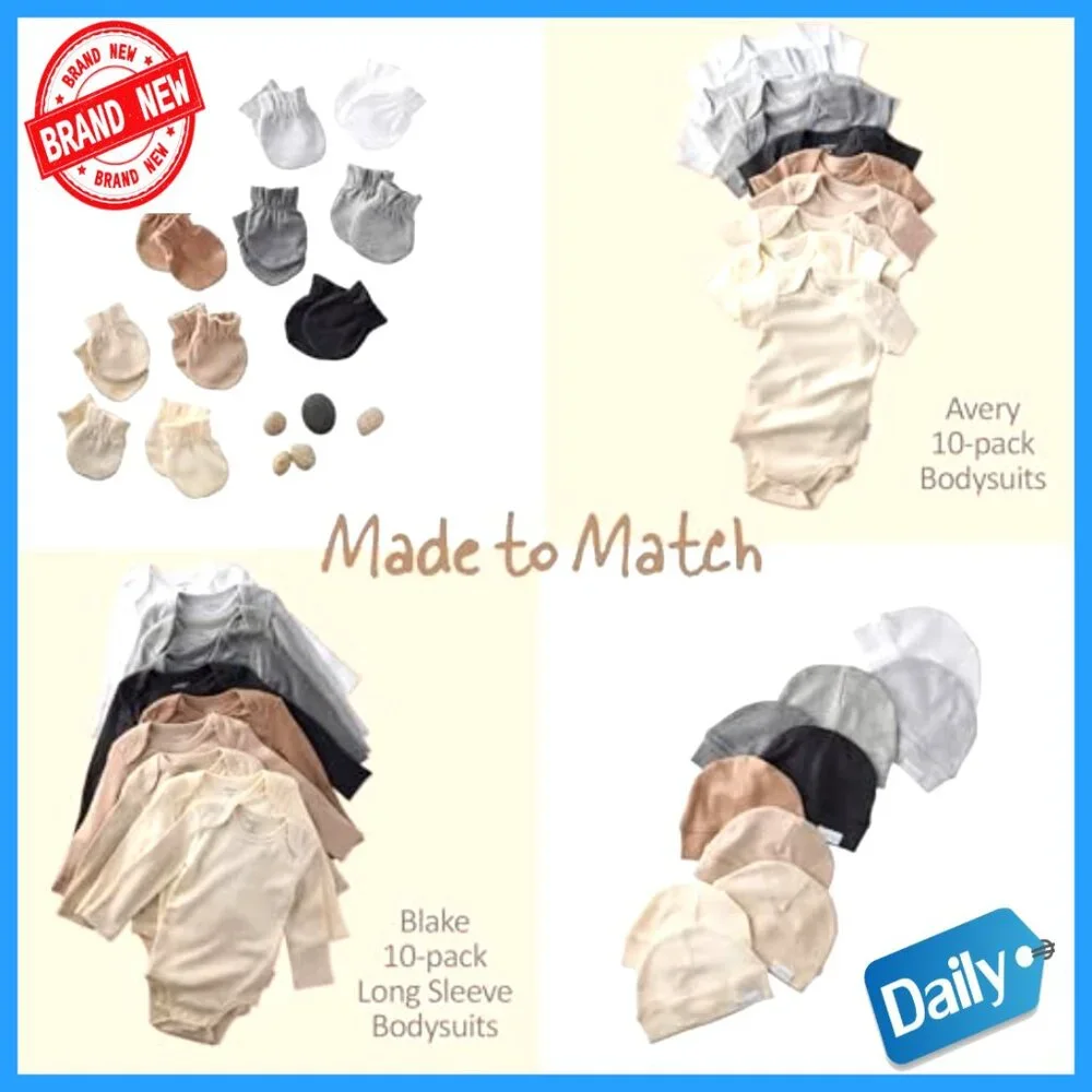 10-Pack Organic Cotton No Scratch Mittens for Newborns